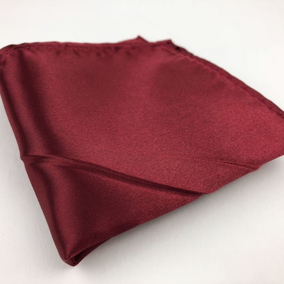 Mens Silk Satin Pocket Square Handkerchief Deep Re - Picture 1 of 2